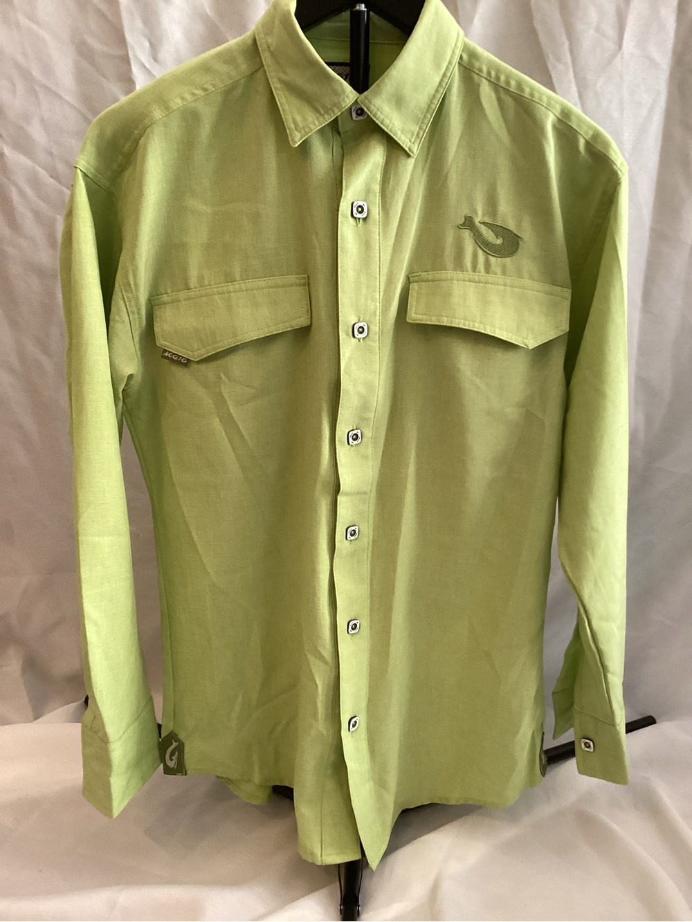 Women's Light Green Button-Down Shirt with Chest Pockets